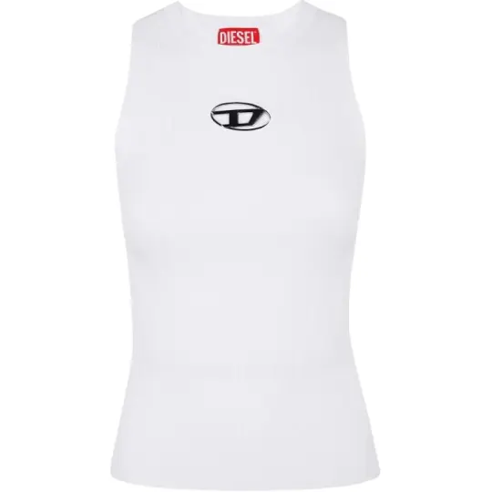 DIESEL M Caddix Logo Plaque Ribbed Knit Top