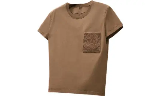 HERMES T Shirts Women's Brown Crew Neck Moderate Straight Fit