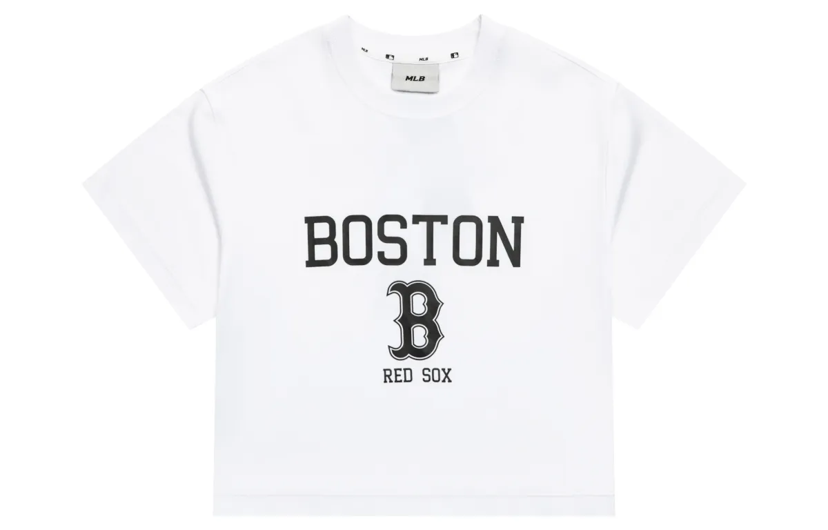 MLB Preppy T-Shirts Women's White Crew Neck Moderate