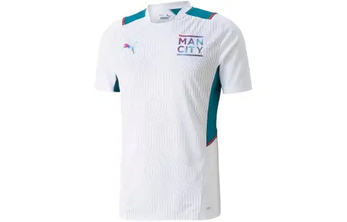 PUMA Manchester City Training slim round neck letter print training football shirt men's white