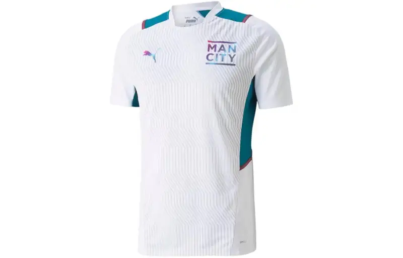 PUMA Manchester City Training slim round neck letter print training football shirt men's white