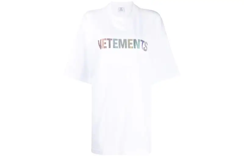 Vetements T Shirts Women's White Crew Neck Moderate Straight Fit