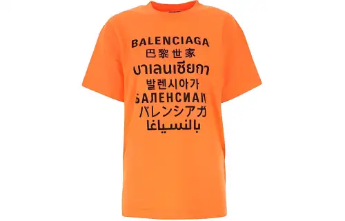 Balenciaga T Shirts Women's Orange Crew Neck Moderate Straight Fit