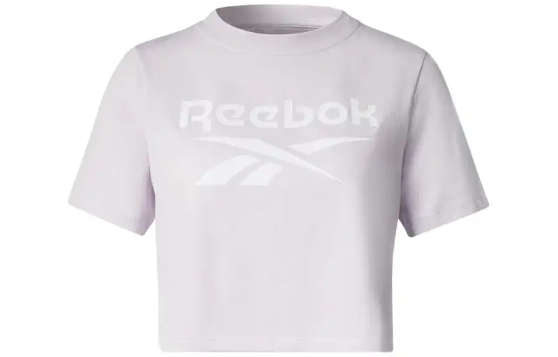 Reebok T Shirts Women's Purple Crew Neck Moderate Straight Fit