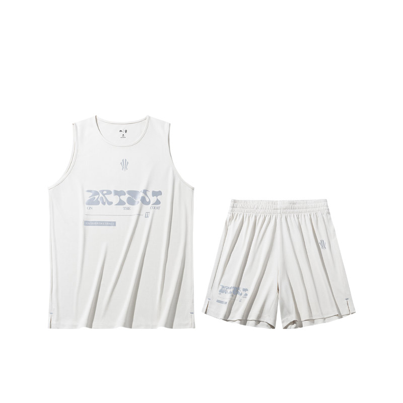 Comfortable breathable vest with letters with a round collar sleevless, basketball shorts, set for men and women, mid rise