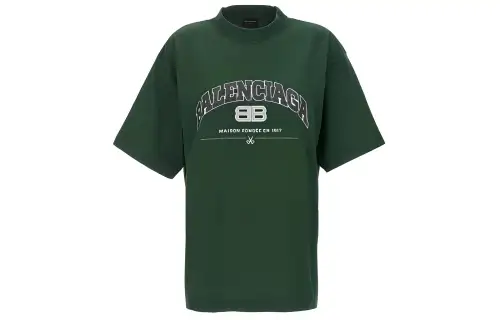 Balenciaga Drop Shoulder Sleeve T Shirt, Regular Fit Women's Green