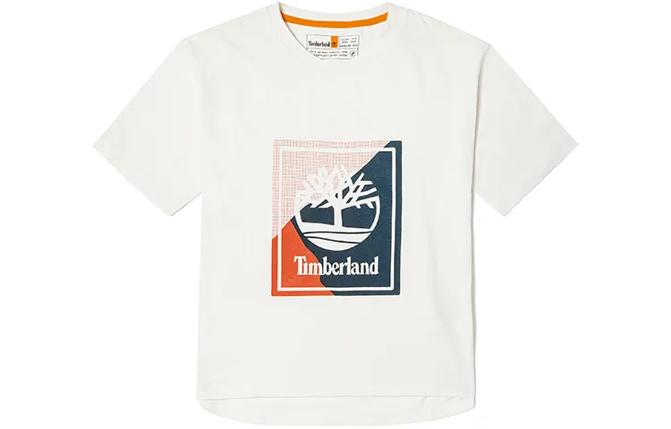 Timberland T Shirts Women's Vintage White Crew Neck Moderate Straight Fit