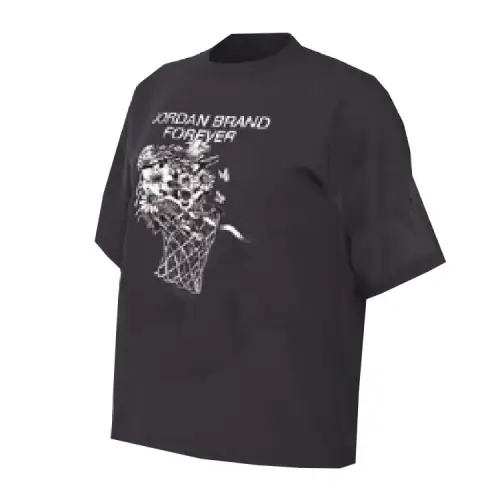 Jordan T Shirts Women's Gray Crew Neck Moderate Straight Fit