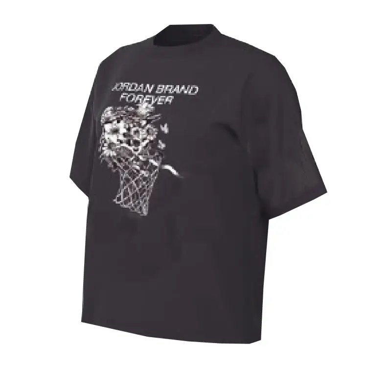 Jordan T Shirts Women's Gray Crew Neck Moderate Straight Fit