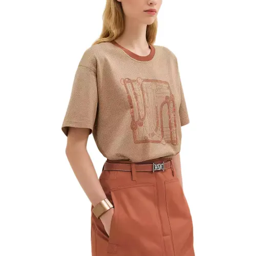HERMES Drop Shoulder Sleeve T Shirt Women's Brown