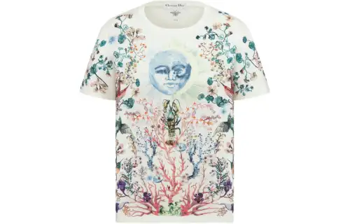 DIOR T Shirts Women's White Crew Neck Moderate Straight Fit