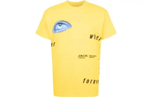 Travis Scott T Shirts Women's Yellow Crew Neck Moderate Straight Fit