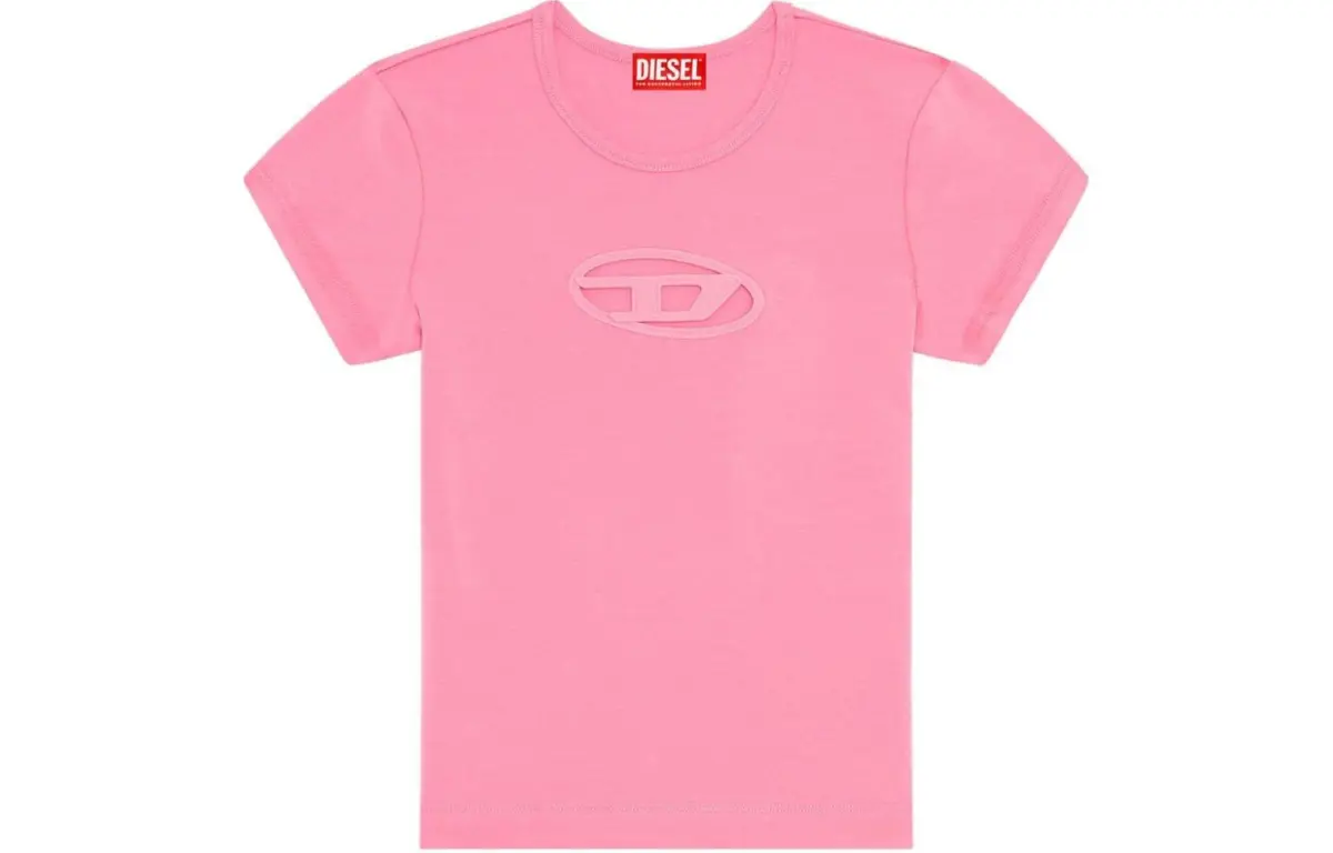 DIESEL T-Shirts Women's Pink Crew Neck Moderate Straight Fit