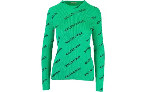 Balenciaga All Over Logo Crewneck Sweater 'Electric Green'