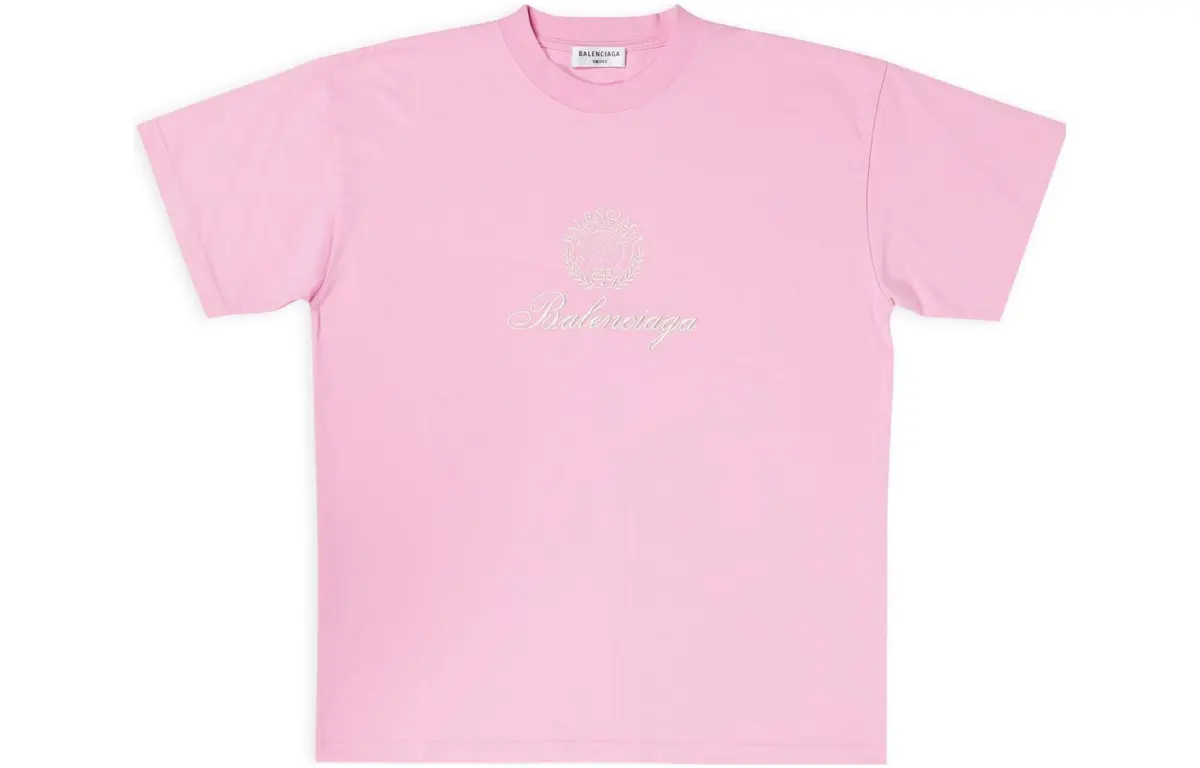 Balenciaga Qixi Drop Shoulder Sleeve T Shirt Women's Pink