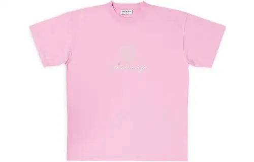 Balenciaga Chinese Valentine's Day Drop Shoulder Sleeve T Shirt Women's Pink