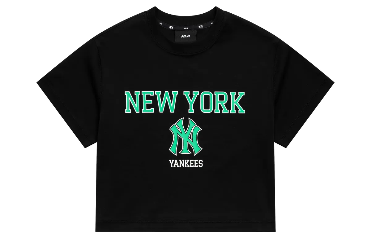 MLB Preppy Crop Tops Women's Black Crew Neck Moderate