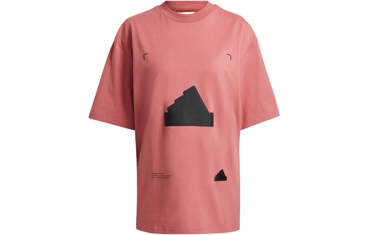 Adidas T-Shirts Women's Pink Crew Neck Moderate Straight Fit