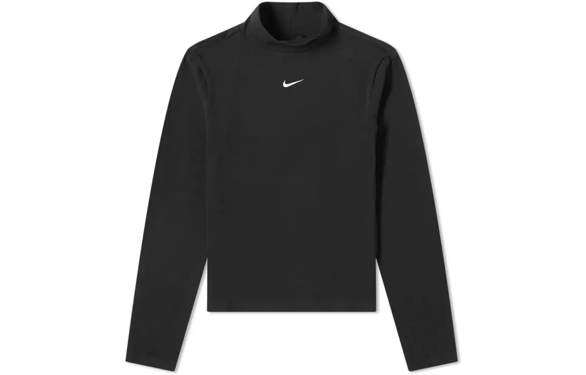 Nike T-Shirts Women's Black Turtleneck Moderate Nipped-in Waist