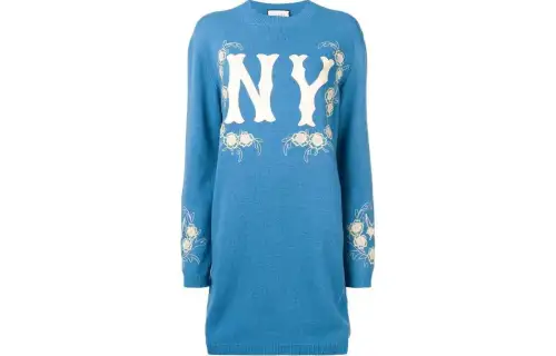 GUCCI Sweaters Women's Blue Crew Neck Moderate Other