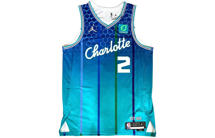 Jordan Charlotte Hornets LaMelo Ball City Edition au Striped Casual Round Neck Sleeveless Basketball Jersey Men's Blue