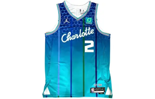 Jordan Charlotte Hornets LaMelo Ball City Edition au Striped Casual Round Neck Sleeveless Basketball Jersey Men's Blue