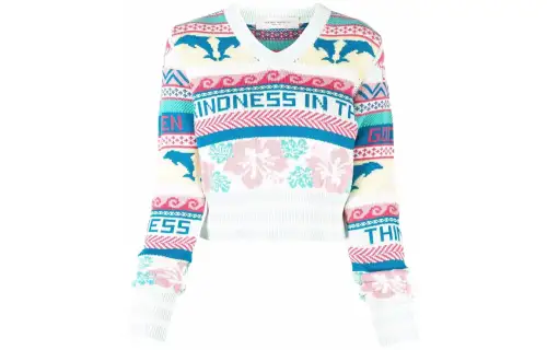 patterned knit cropped jumper