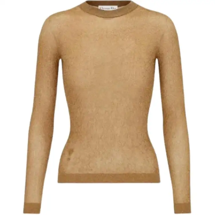 DIOR Sweaters Women's Gold Crew Neck Moderate Other