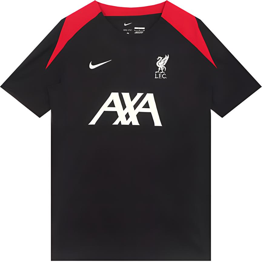 Nike SS24 Dri-FIT series Liverpool Football Club brand logo embroidery color matching comfortable knitted sports short-sleeved football shirt men's black