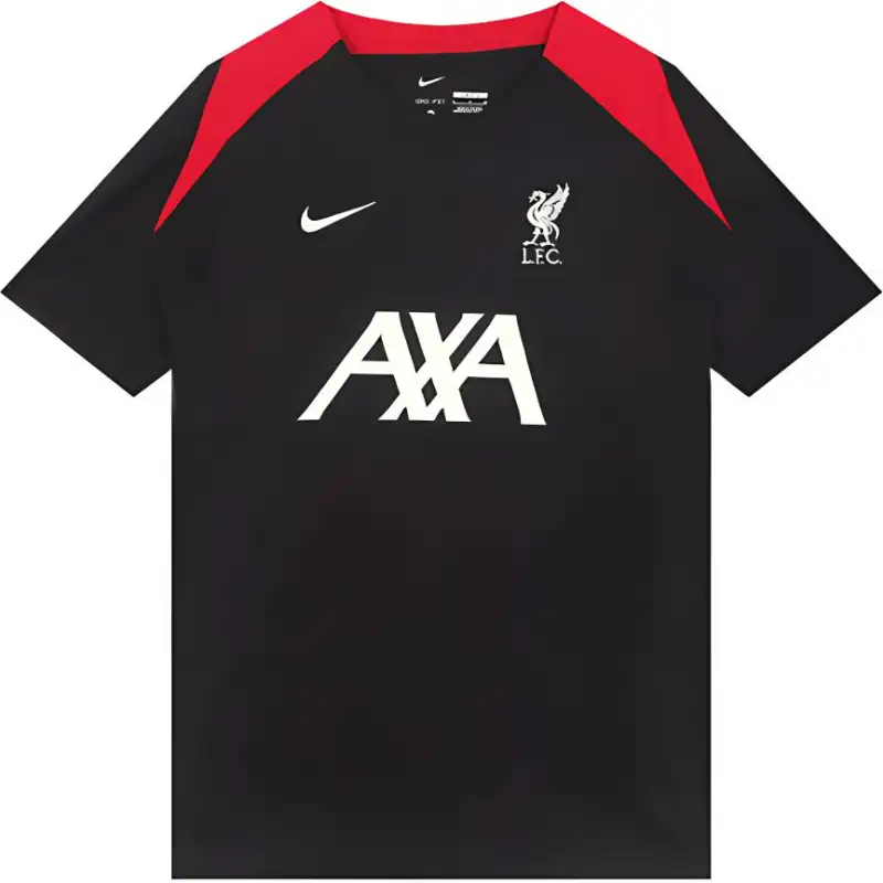 Nike SS24 Dri-FIT series Liverpool Football Club brand logo embroidery color matching comfortable knitted sports short-sleeved football shirt men's black