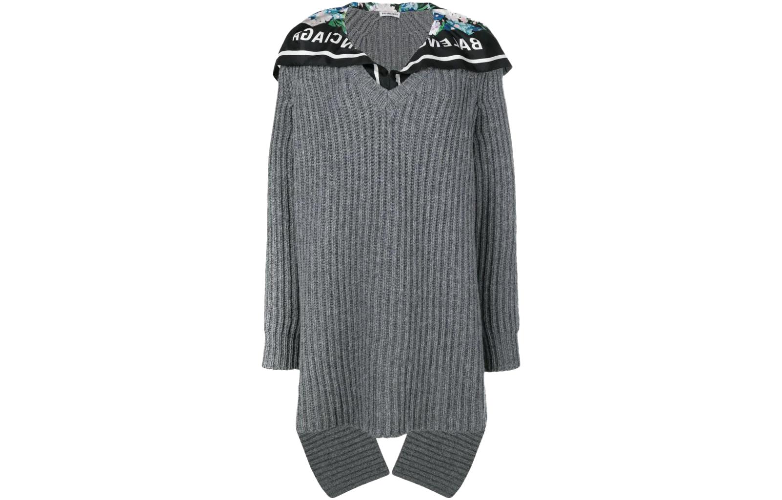 Balenciaga Sweaters Women's Gray Crew Neck Thickened Cloak