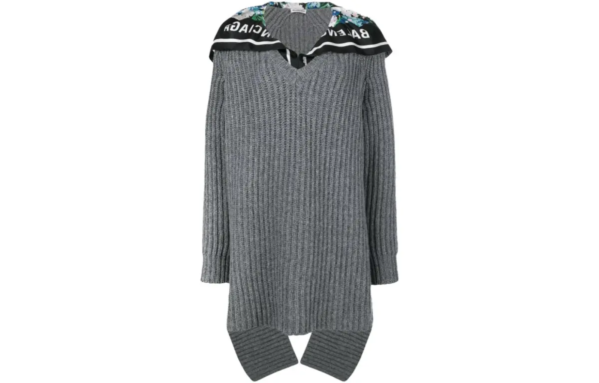 Balenciaga Sweaters Women's Gray Crew Neck Thickened Cloak
