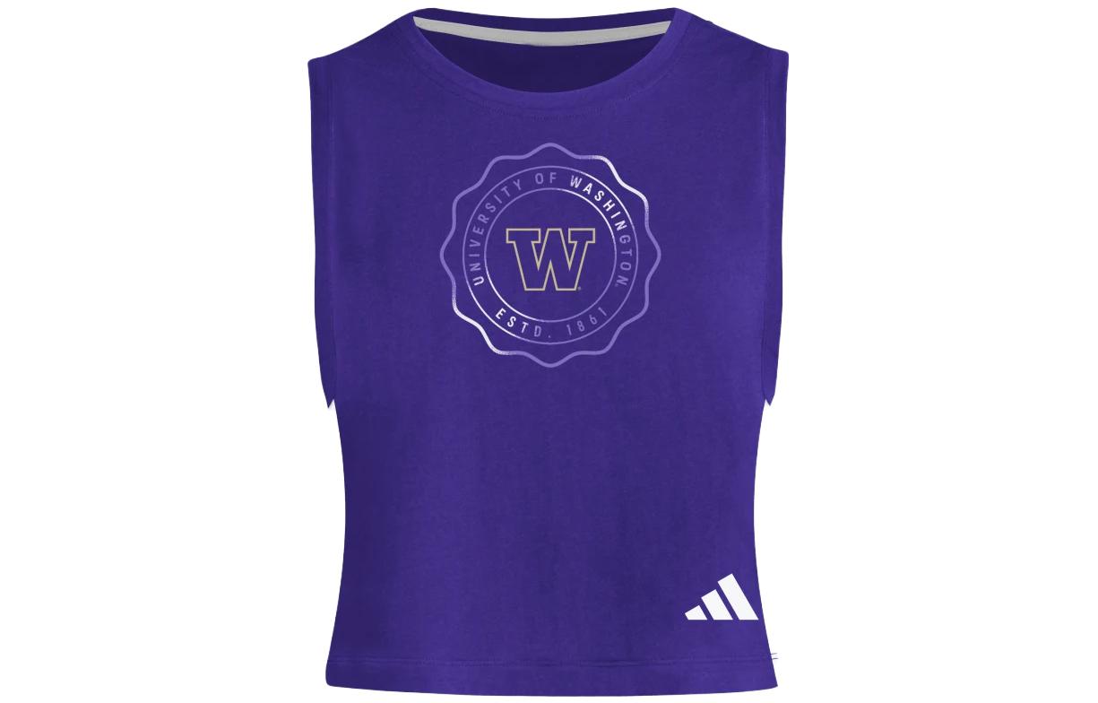 Adidas Crop Tops Women's Purple Crew Neck Thin