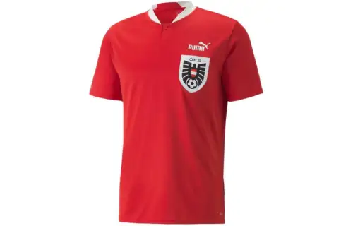 PUMA Austrian National Team Soccer Jerseys Men's Red Moderate Straight Fit