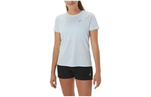 ASICS T Shirts Women's Blue Crew Neck Moderate Straight Fit