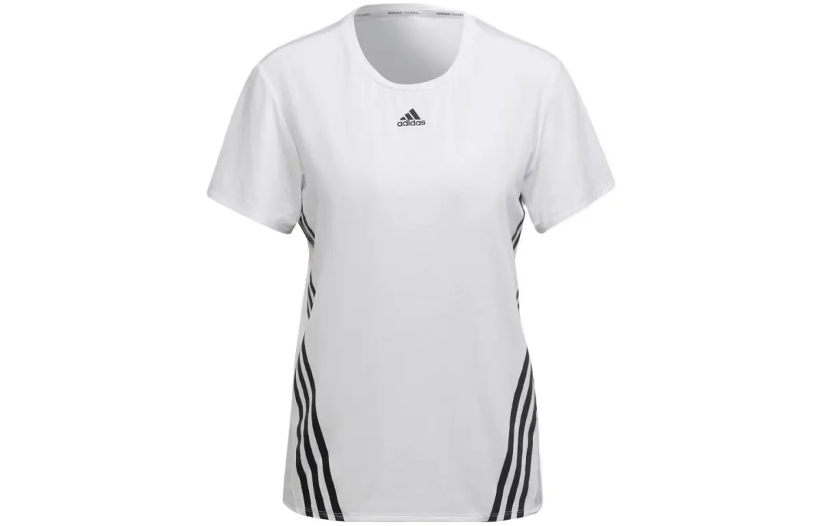 Adidas T-Shirts Women's White Crew Neck Moderate Straight Fit
