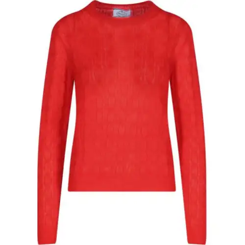 PRADA Sweaters Women's Red Crew Neck Moderate Other