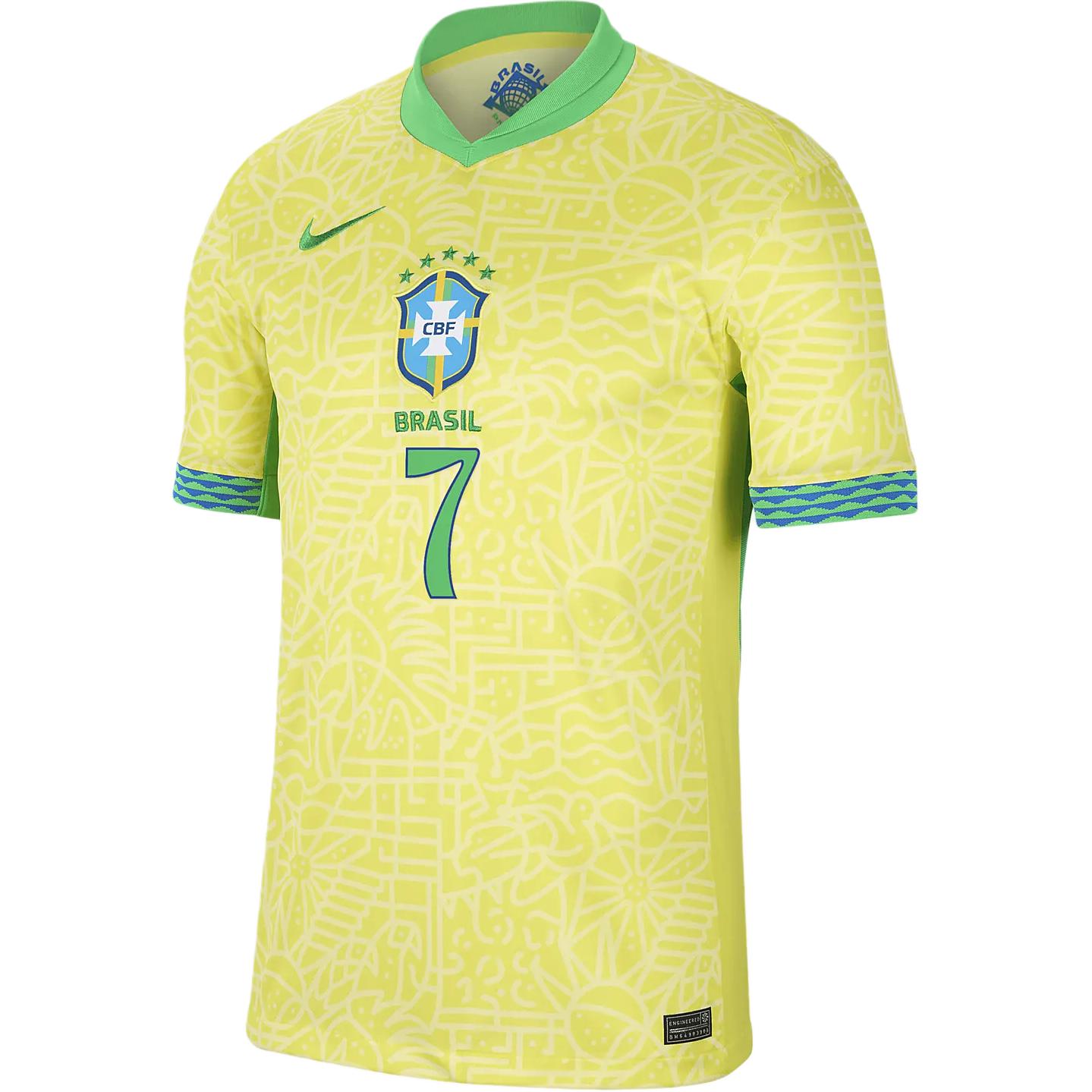 Nike Vini Jr. Brazil National Team 2024 Stadium Away Soccer Jersey Men's Yellow Green