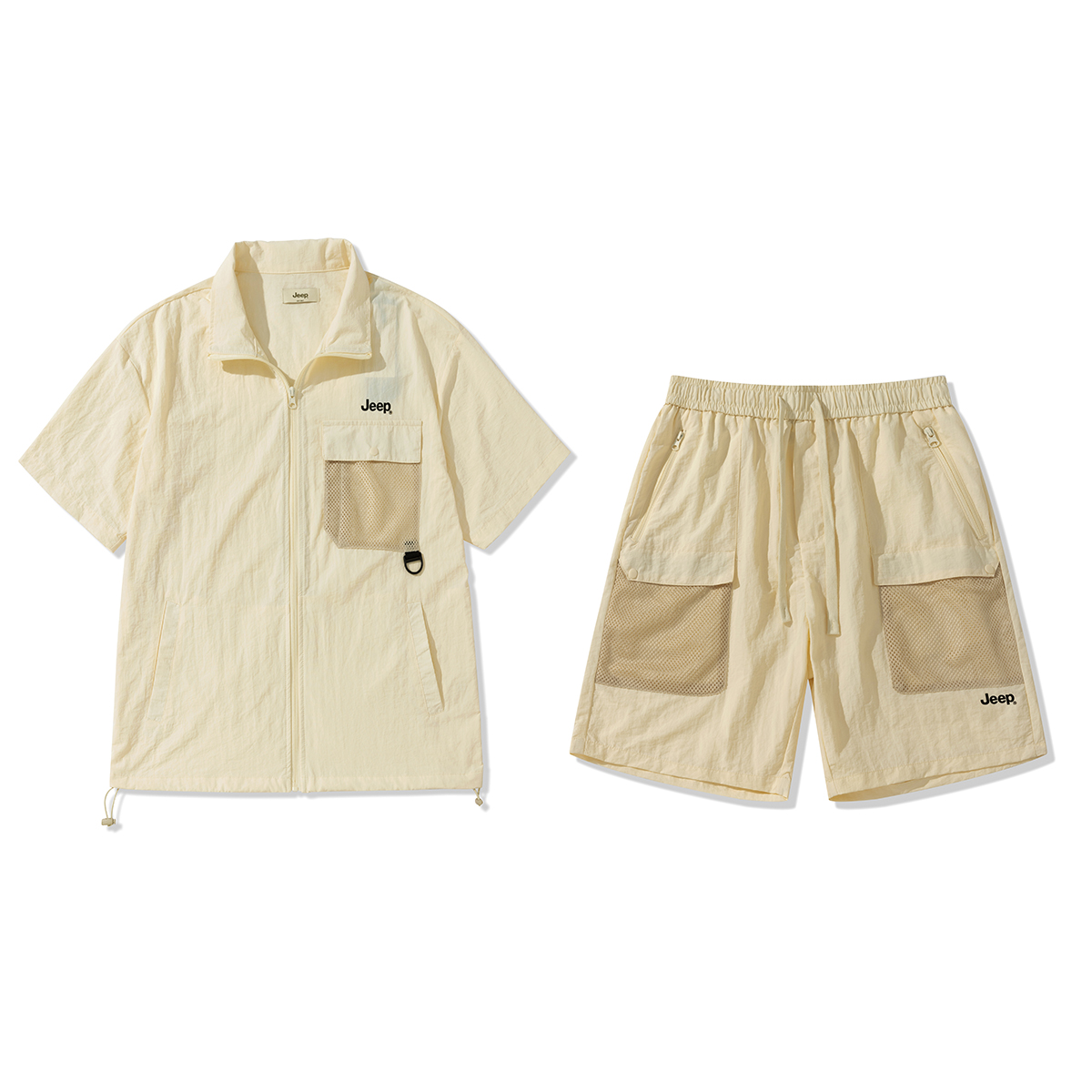 Jeep Travel universal jeep, shorts with letters, shirt, set for men and women, American style, with short sleeve, loose fit