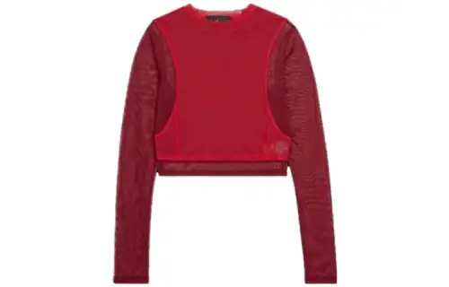 Jordan X Teyana Taylor Crop Tops Women's Dark Red Crew Neck Moderate