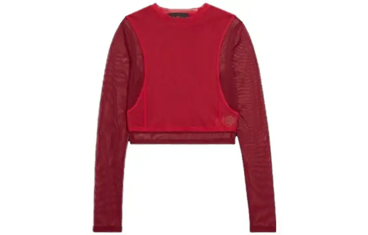 Jordan X Teyana Taylor Crop Tops Women's Dark Red Crew Neck Moderate