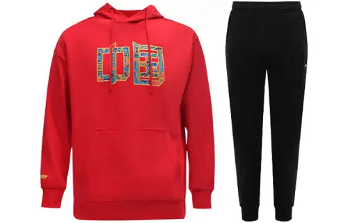 Li Ning Sweatshirt Set Unisex Red+Black