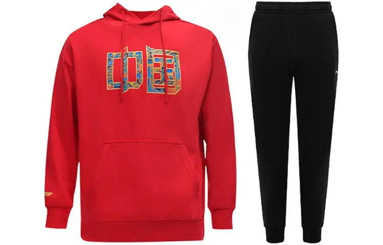 Li Ning Sweatshirt Set Unisex Red+Black