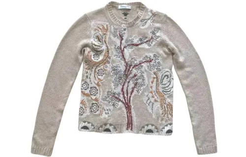 DIOR Sweaters Women's Beige Crew Neck Moderate Other