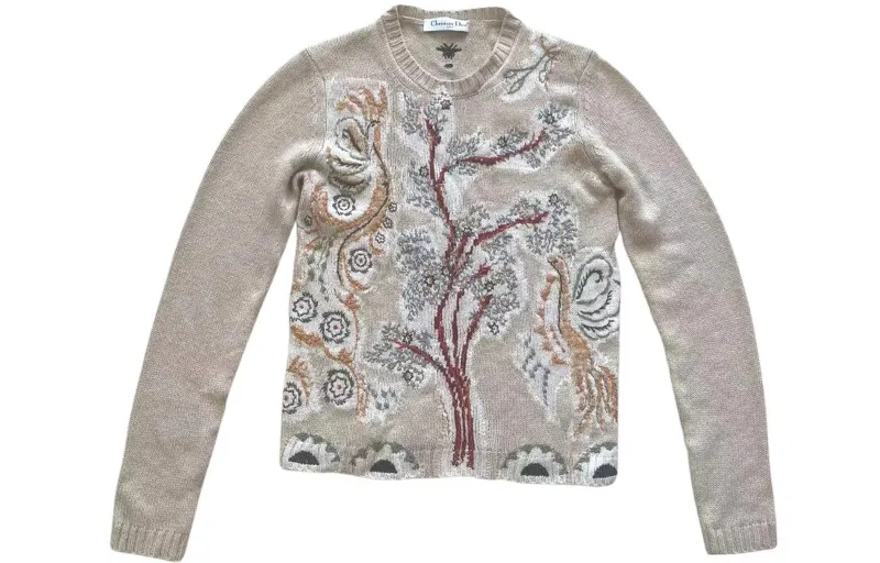 DIOR Sweaters Women's Beige Crew Neck Moderate Other