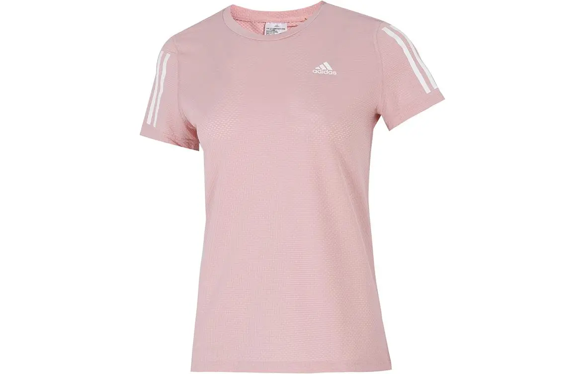 Adidas T-Shirts Women's Pink Crew Neck Moderate Straight Fit