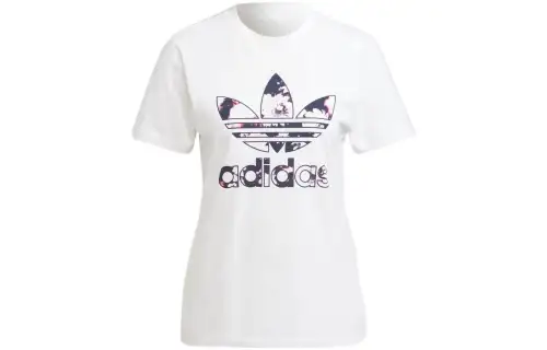 Adidas Originals T Shirts Women's White Crew Neck Moderate Straight Fit
