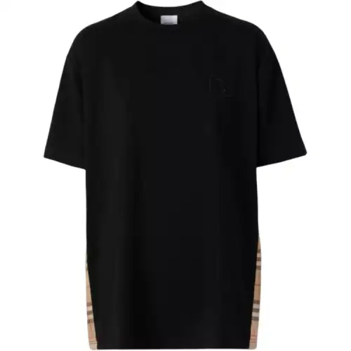 Burberry Women's Side Check Stripe T shirt Black/Archive Beige