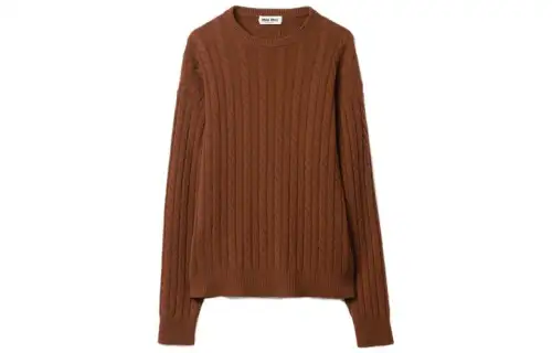 MIU MIU Sweaters Women's Brown Crew Neck Moderate Other