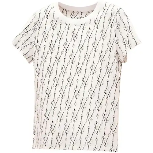 HERMES T Shirts Women's White Crew Neck Moderate Straight Fit